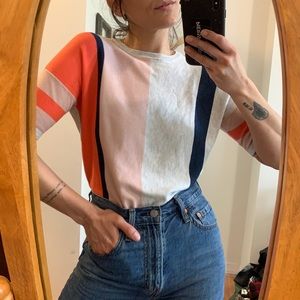 Color blocked cotton knit shirt